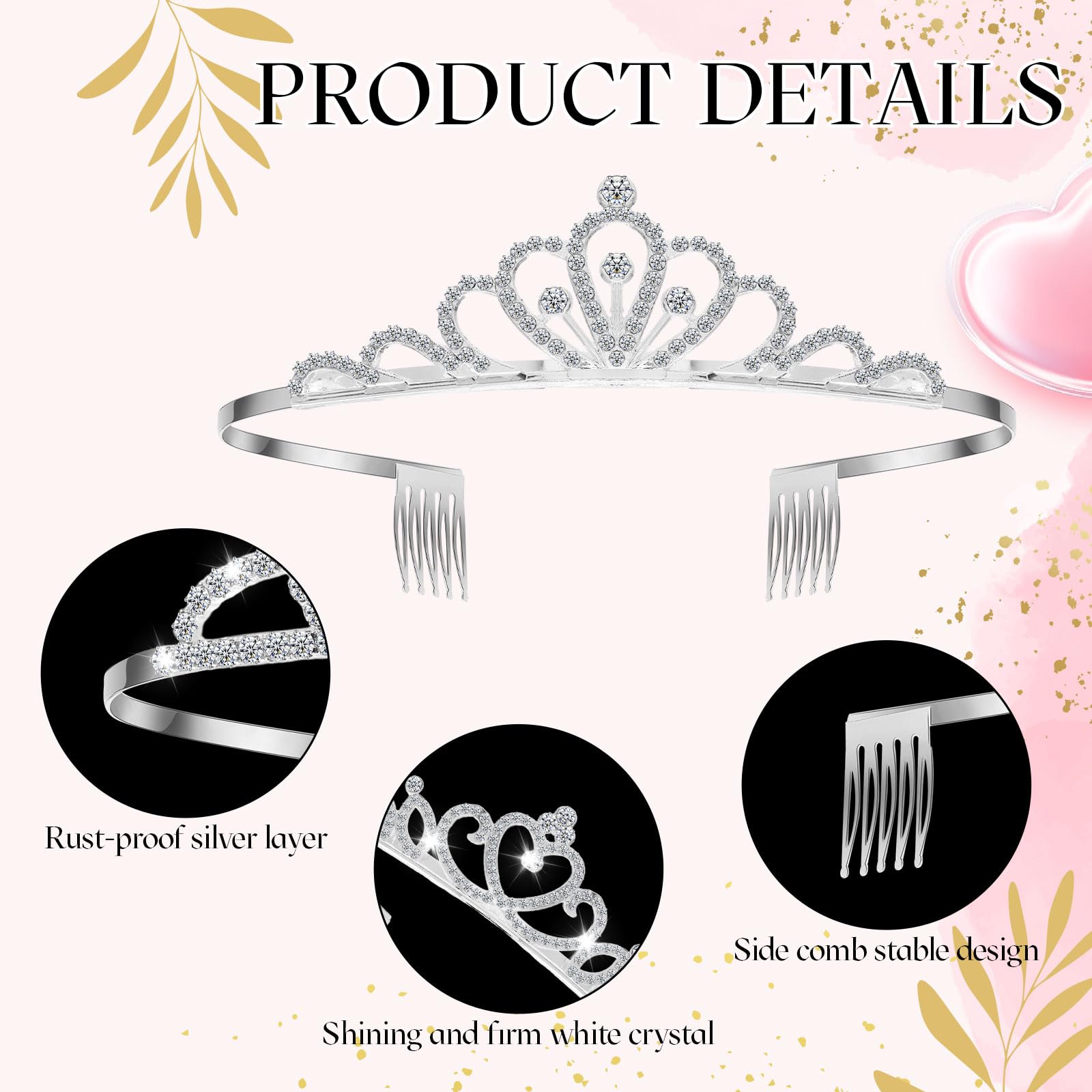 Yuefunny 24 Pcs Crystal Tiara Crowns for Women Bulk Rhinestone Princess Headband Crown with Combs Tiaras for Pageant Bridal Shower Wedding Birthday Prom Party Gifts(Modern,Silver)