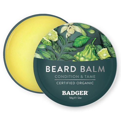 Badger Organic Beard Balm - Moisturizing Leave-In Conditioner for Facial Hair & Mustache | 2 oz