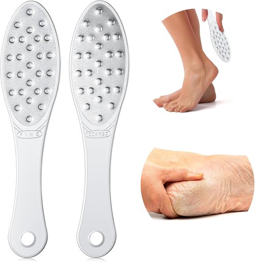 Skiennix Stainless Steel Foot Scraper - Double-Sided Callus Remover for Wet/Dry Skin | Easy-Clean Pedicure Tool