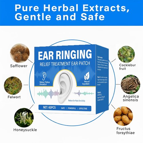 TEELAMP Tinnitus Relief for Ringing Ears, Tinnitus Relief Patch Natural & Long-Lasting Comfort, Effective Reduce Ear Noise, Tinitus Ringing & Discomfort, Mild Ingredients Safe for Daily Use, 60 Pcs