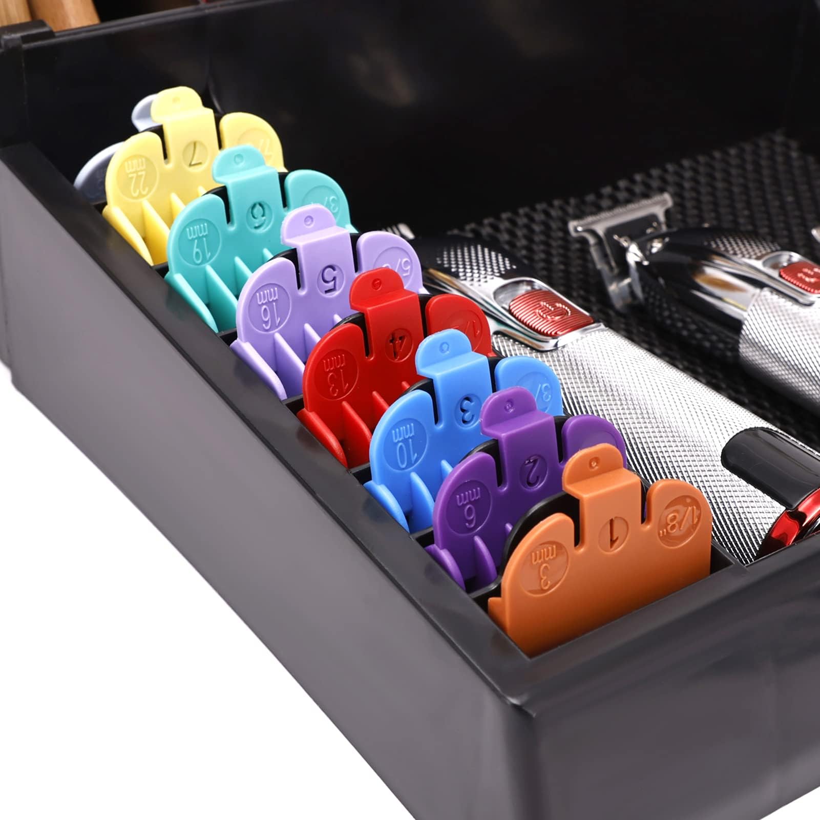 ZIBARBER Barber Clipper Organizer Barber Tools Tray Salon Hairdressing Clipper Scissors Rack Holder Storag Scissors Holder Blade Rack Storage Tray for Clipper Guard Holder (Assemble)