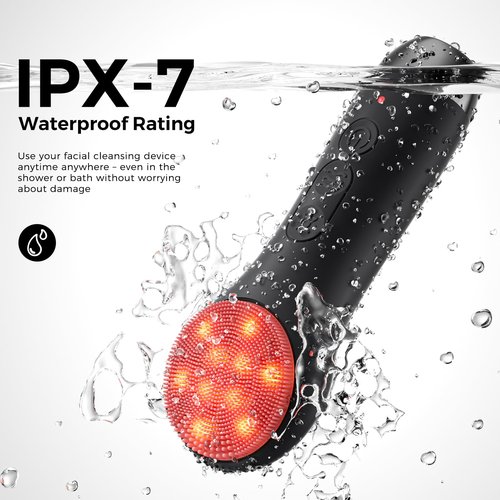 Face Scrubber Facial Cleansing Brush - Waterproof and Rechargeable Face Cleansing Brush with 4 LED Gentle Light, Cleansing, Exfoliating and Massaging, Electric Face Scrub Brush for Men & Women