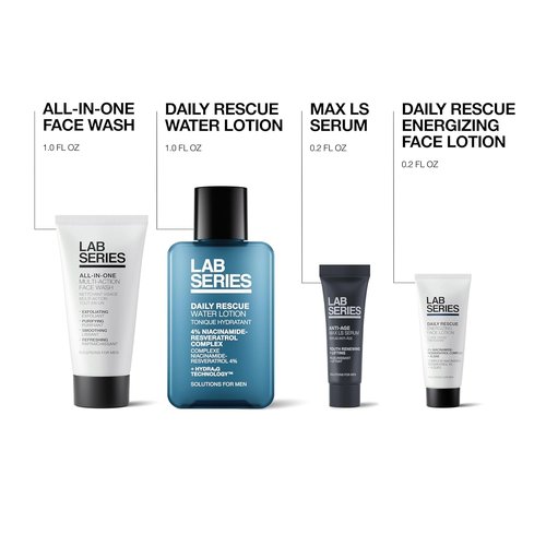 Lab Series Travel Size Essentials Skin Care Gift Set for Men - All-In-One Face Wash, Toner & Lotion