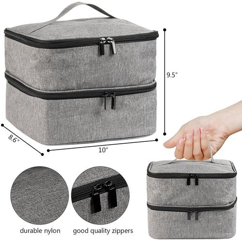 Fcozpjk Nail Polish Organizer Case, Portable Nail Polish Holder for 30 Bottles, Nail Lamp Storage Bag, Nail Art Tool Organizer