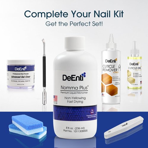 DeEnti Nomma Plus Professional Liquid Monomer, EMA Nail Liquid for Acrylic Powder, Non-Yellowing Monomer, 8oz Bottle, Professional Salon Quality Manicure and Pedicure Supplies
