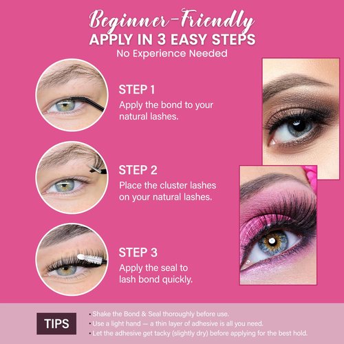 Arishine Lash Clusters Kit: 280PCS D Curl Wispy Cluster Eyelash Extensions, 10-16mm Natural DIY Lash Clusters Kit with Lash Bond & Seal, Remover, Tweezers & Applicators – Thin Invisible Band
