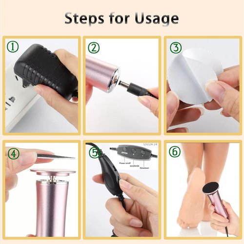 Darmave™ Electric Foot Callus Remover, Smooth Pedicure Wand with 60 Sanding Pads, Foot Scrubber File, Pedicure Tools for Feet, Heel Scraper for Cracked Heels