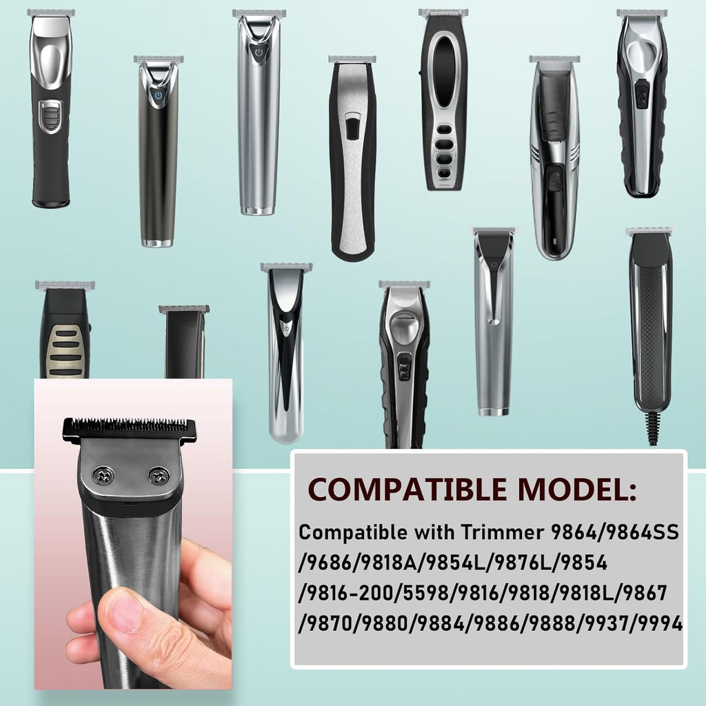 Wahl 40mm Replacement Detachable Stainless Steel T Blade - Compatible with Lithium Ion Trimmer | Black 3 Pack