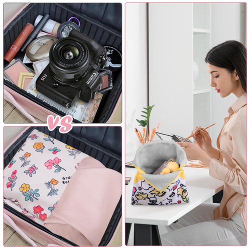 Junesters XL Large Size 21.65×21.65 inch Self-Adhesive Magic Cloth Makeup Bag, Makeup Organizer Bag, Fashionable Camera Lens Bag, Portable Travel Cosmetic Bags, Girl&Teen Gifts Trendy Stuff (Puppies)