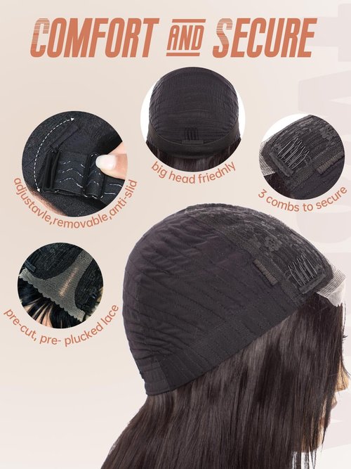 Twobla 26 Inch Natural Black Wig With Bangs | Long Black Straight Layered Synthetic Wig for Women | Heat Resistant, Realistic Scalp, Freestyle Parting | Wear & Go, No Glue Needed | Cosplay & Daily Use