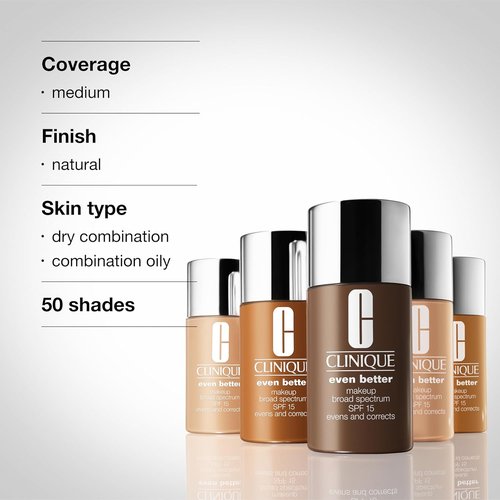 Clinique Even Better Liquid Foundation SPF 15 - Vitamin C Formula for All Skin Types | Medium Coverage & Natural Finish