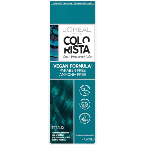 L'Oreal Paris Colorista Semi-Permanent Hair Color - Teal Color Depositing Mask for Brunettes