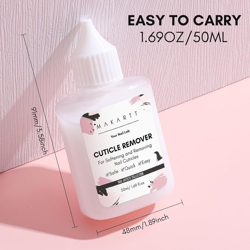 Makartt Cuticle Remover Liquid - 50ml Professional Softener Cream for Dry Cuticles | Salon-Quality Nail Care