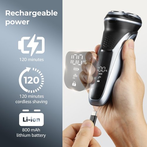 GDKLXL Rechargeable Electric Razor for Men: IPX7 Waterproof Shaver - 4D Flex Precision Blades with Pop-Up Trimmer - 1.5H Fast Charge - Gentle on Sensitive Skin, Travel-Friendly