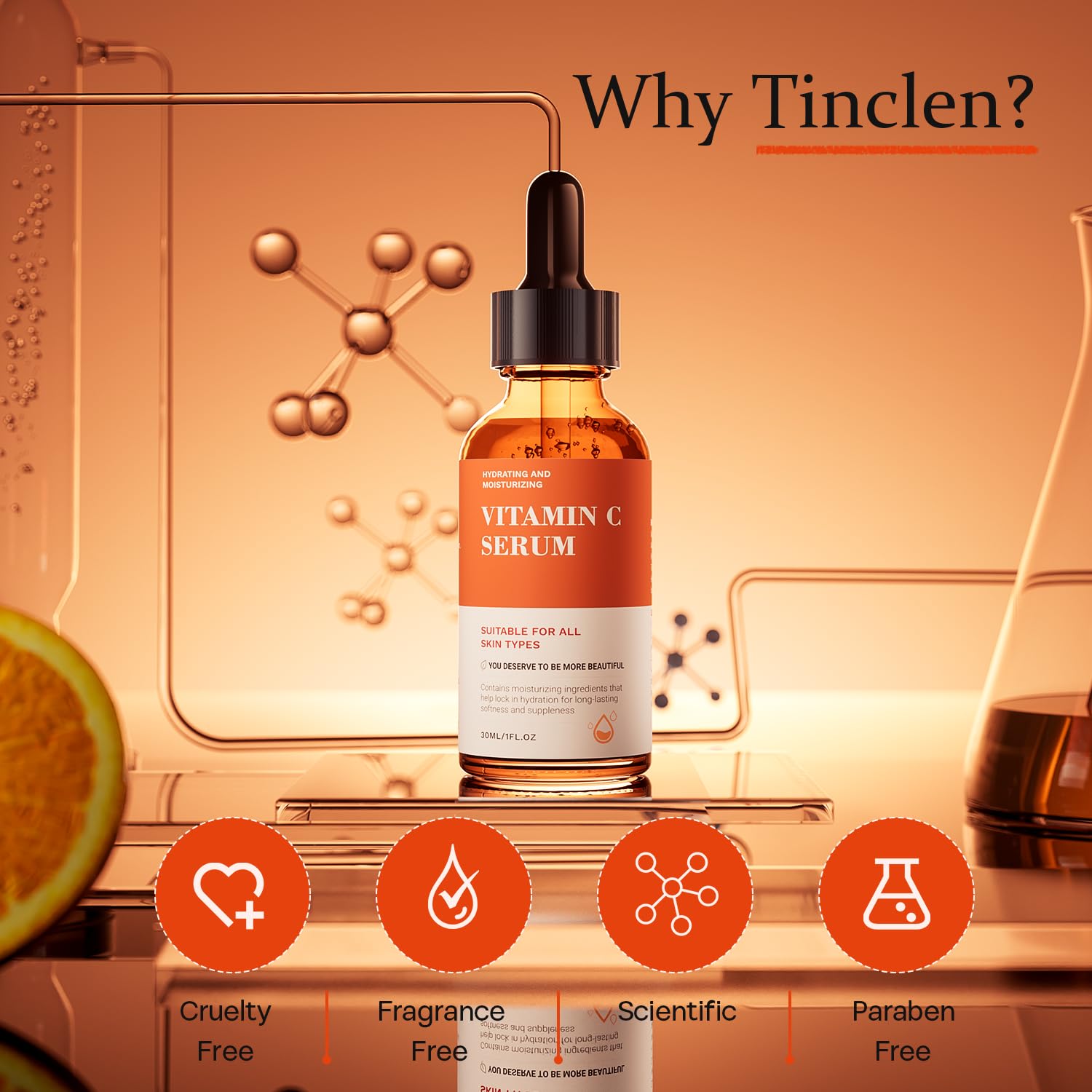 Vitamin C Serum For Face-Anti Aging & Wrinkle Facial Serum With Vitamin C,Sodium Hyaluronate,Vitamin E And More,Skin Brightening Serum For Dark Spots,Fine Lines & Dull Skin,1 Fl Oz