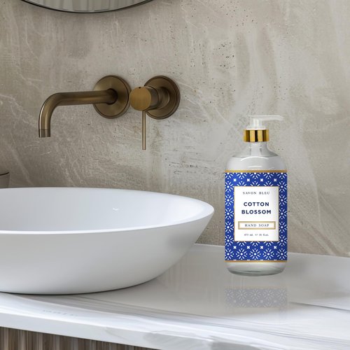 Savon Bleu Hand Soap Collection - 16oz Glass Bottles - 8 Pack - Home and Body Company - French Lavender, Cotton Blossom, Orange Blossom, Lemon Verbena