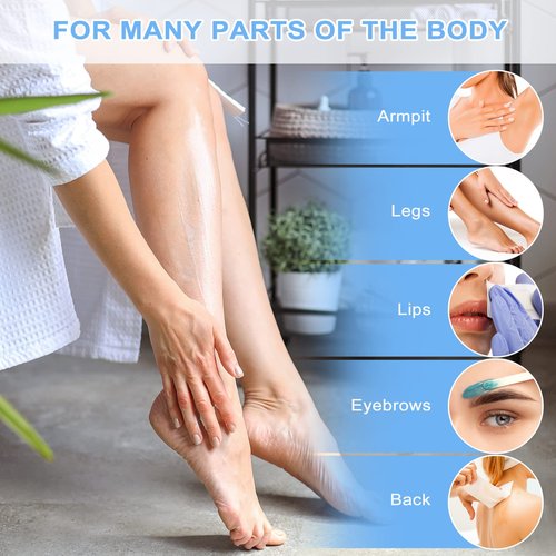 400Pcs Wax Strips Sticks Kit, FHDUSRYO 300 Small Medium Large Wooden Wax Applicator Sticks Eyebrow Wax Spatulas and 100 Non-Woven Paper Wax Strip for Face Body Hair Removal Women Men