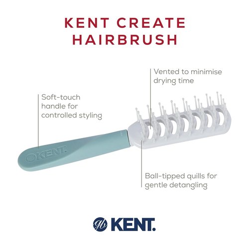 Kent KCR1 Vented Hair Brush - Create Root Lift & Volume for All Hair Types | Small Green Ergonomic Design