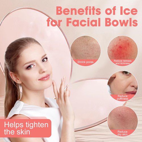 Face Bowl for Ice Silicone Facial Bowls with Built - in Tray Foldable Washbasin for Face Tub Plunge & Cold Plunge Quick Skin Cooling in Ice Baths -Bath Spa Tool for Home Camping Travel & Pink
