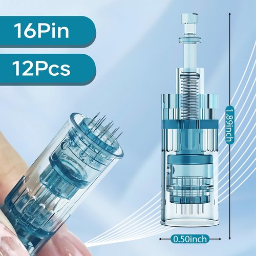 12Pcs 16 Pin Microneedling Pen Replacement Cartridges Dr Pen M8, 0.25mm
