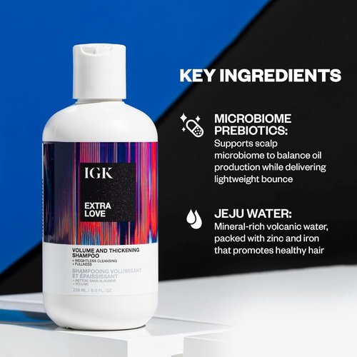 IGK EXTRA LOVE Volume & Thickening Shampoo - Hydrating Volumizing Shampoo for Fine Hair | Vegan & Cruelty-Free | 33.8 oz