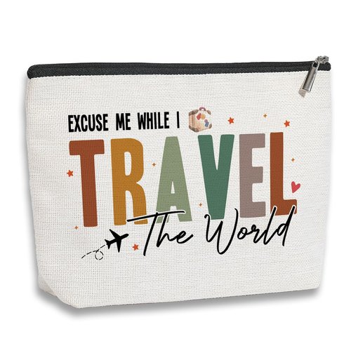 Funny Travel Gifts for Women Travel Essentials Makeup Bag Flight Vacation Gifts for Travelers Travel Lovers Birthday Gifts for Mom Daughter Bride Friends Girls Trip Female Travel Toiletry Bag