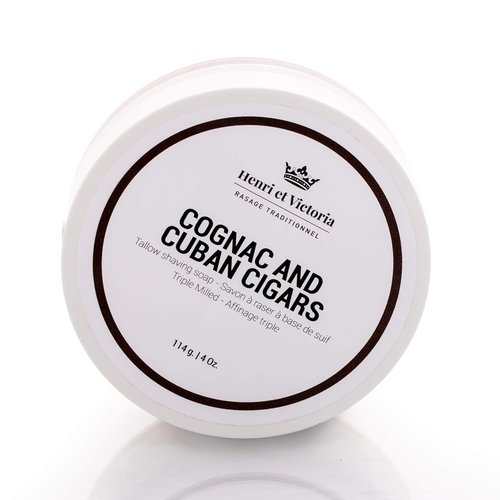 Henri et Victoria Shaving Soap - Cognac & Cuban Cigars Fragrance | Smooth Lather, Long-Lasting | 114g (4 oz)