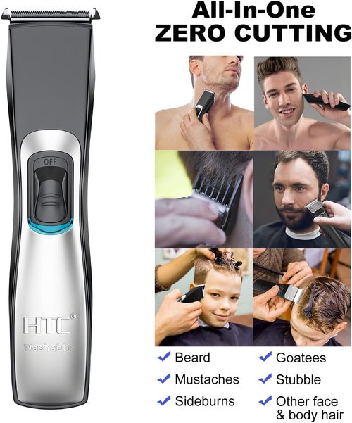 HTC Men's Hair Clippers & Beard Trimmer Grooming Kit - Professional All-in-One Electric Haircut Set, Fully Washable, Corded & Cordless Use