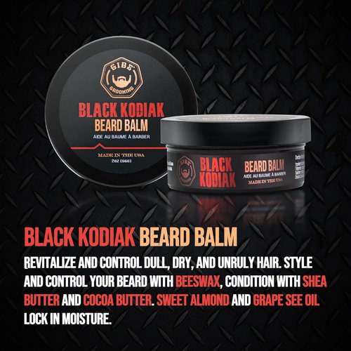 GIBS Grooming Black Kodiak Beard Balm - Nourishing Formula for Soft, Manageable Beards | 2 oz