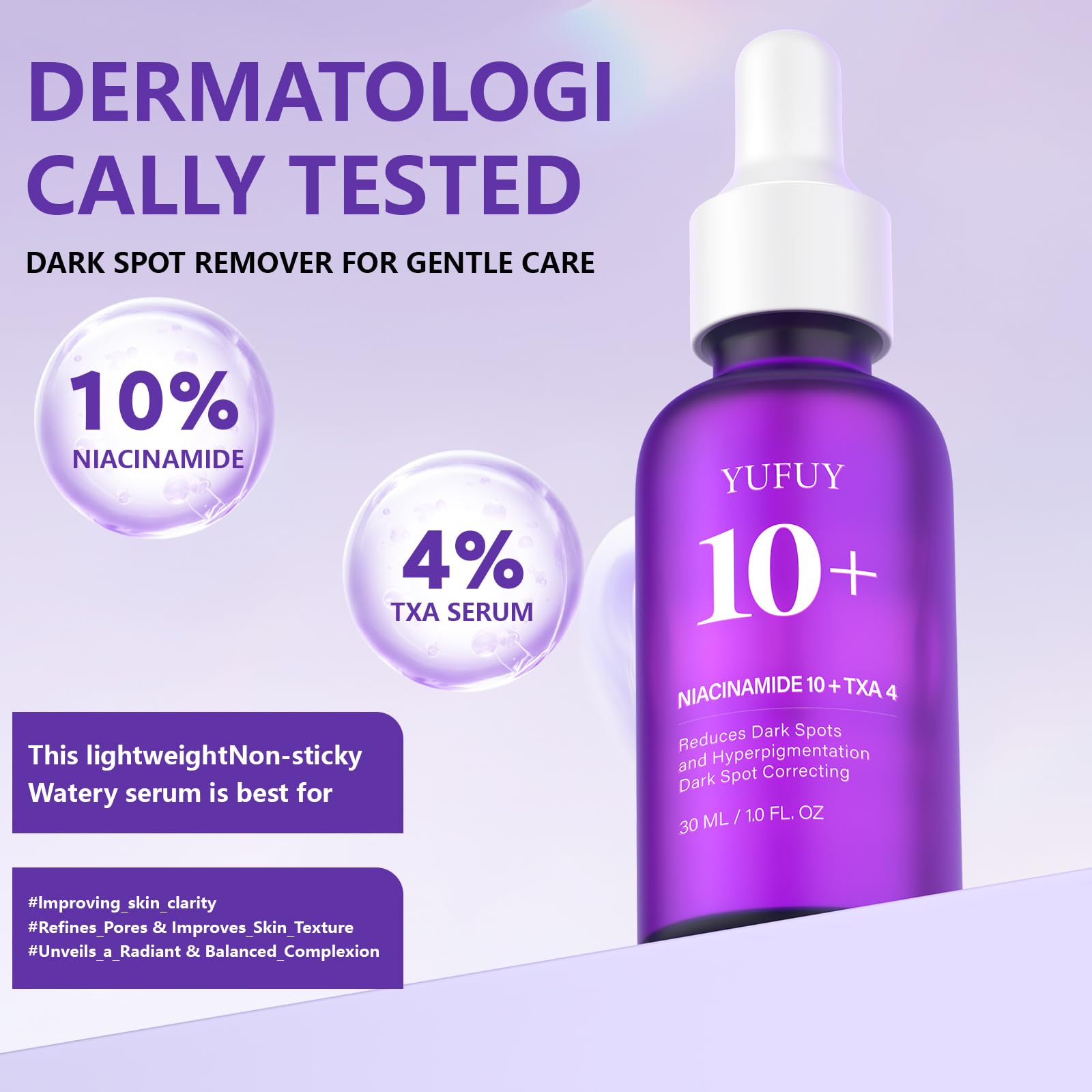 YUFUY Niacinamide 10 + TXA 4 Serum, Hyaluronic Acid, Tranexamic acid, Uneven Tone Care, Facial Serum For Glass Skin, Centella Soothing, Postnatal Skincare, Korean Skin care (30ml/1.01 fl.oz)
