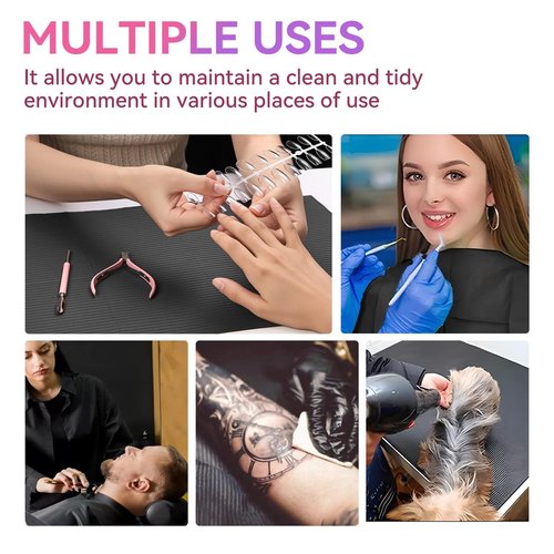 Makartt Disposable Nail Mats: 50Pcs Foldable Nail Paper Towels for Table Acrylic Practice Sheet 3 Ply Waterproof Nail Art Table Mats Clean Pads for Salon Manicure Tattoo Black