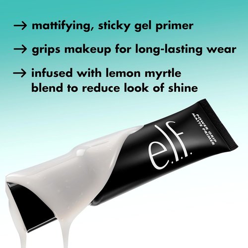 e.l.f. Power Grip Matte Primer - Gel-Based Hydrating Face Primer for Smooth Skin & Long-Lasting Makeup | Vegan & Cruelty-Free