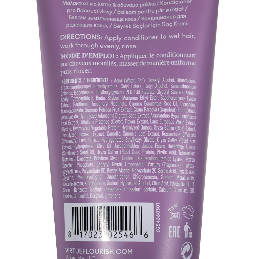 VIRTUE Flourish Conditioner - Sulfate-Free Hair Growth for Fine or Thinning Hair | Detangles & Thickens