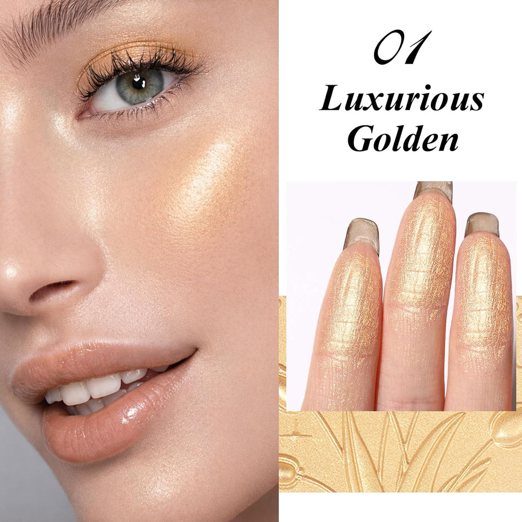 UCANBE Sparkle Bomb Highlighter - Weightless Baked Illuminator Palette for Face & Body | Luxurious Golden