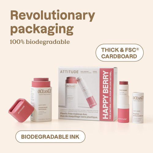ATTITUDE Happy Berry Makeup Duo Box Set, EWG Verified, Titanium Dioxide-Free, Plastic-free, Plant and Mineral-Based, Vegan Beauty Products, Set of 2 Makeup Sticks