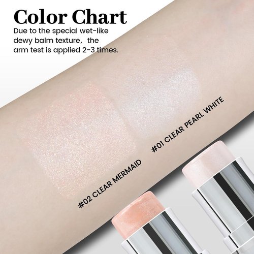 HOSAILY Pearl White Highlighter Stick - Multi-Use Waterproof Balm for Dewy Glass Skin Glow