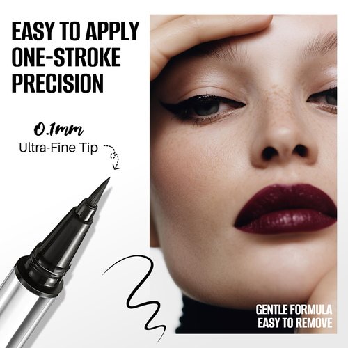 Regine Switzerland Liquid Eyeliner - Waterproof Intense Black, Ultra Fine Tip, Smudge-Proof, 0.6ml