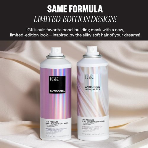 IGK Hair Treatment Set - Antisocial Dry Hair Mask & Good Behavior Spray | Overnight Bond-Building & Smoothing | Full Size, New Scent