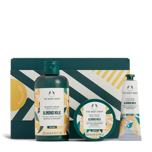 The Body Shop Almond Milk Gift Set | 3-Piece Vegan Collection with Shower Cream, Body Yogurt & Hand Balm