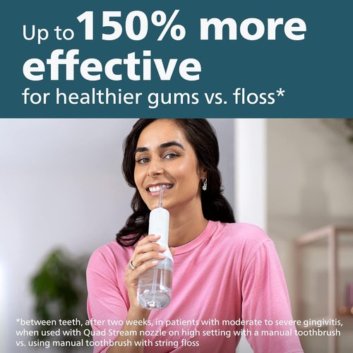 Philips Sonicare Cordless Power Flosser 3000 - Innovative Water Flosser with Quad Stream Technology | 2 Modes, White