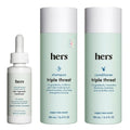Hers Triple Threat Shampoo & Conditioner Set | 2% Minoxidil with Biotin & Saw Palmetto - Color-Safe & Paraben-Free - Napa Rose Scent - 3 Count