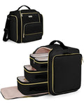 BAFAMYE Large Travel Makeup Bag - Cosmetic Organizer with 4 Removable Inner Pockets, Multi-functional Toiletry Bag for Accessories & Brushes, Women's Beauty Case, Black
