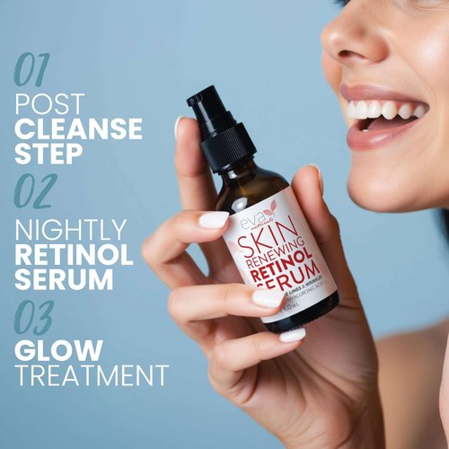 Retinol Serum for Face with Hyaluronic Acid – Anti Aging Skin Care for Fine Lines, Wrinkles, Dark Spots & Blemish – Brightening Resurfacing Serum for Post Acne and Sensitive Skin – 2oz