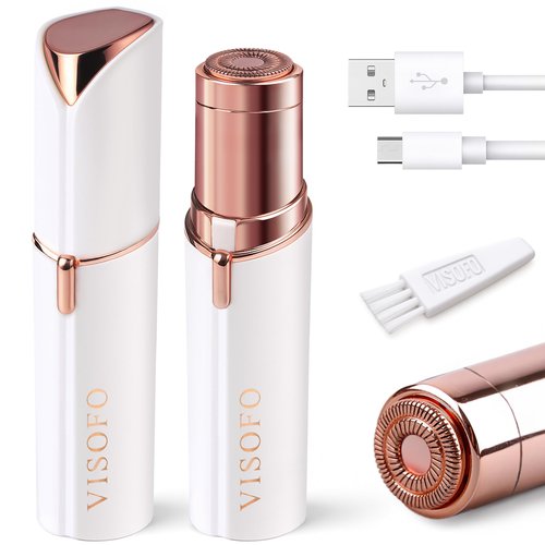 Facial Hair Removal for Women | Upper Lip Mustache Remover Device Face Shaver Woman Chin Peach Fuzz Electric Trimmer Dermaplane Female Razor Ladies Tweezers Lady Epilator Girls by VISOFO (White)