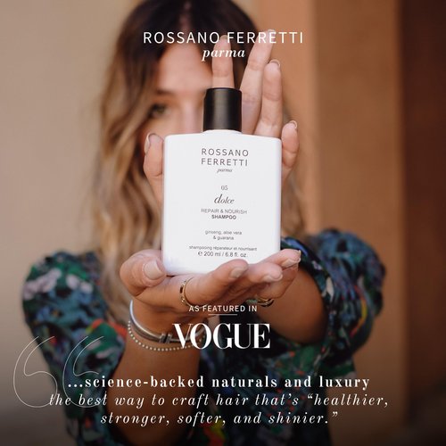 Rossano Ferretti Dolce Nourishing Shampoo for Dry, Damaged Hair, Hydrates and Repairs with Hyaluronic Acid | Sulfate Free, Luxury, Vegan | 6.8 Fl Oz