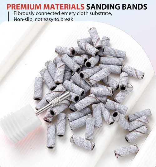 200Pcs Mini Nail Drill Bits Small Sanding Bands for Nail Drill with 3 mm Mandrel Bit, 80 120 180 240 Fine Grit Nail File for Acrylic Nails Gel Manicures and Pedicure (200pcs)