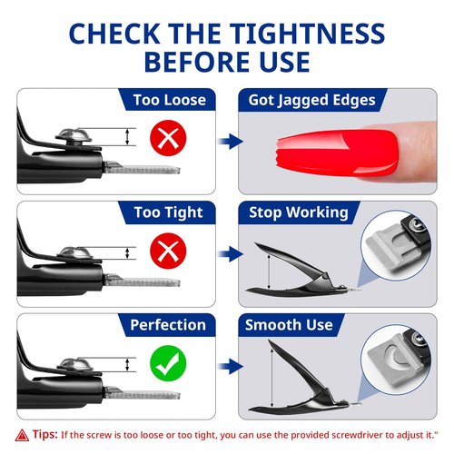AIRSEE Professional Acrylic Nail Clipper with 15PCS Magnets Fake False Nails Tip Cutter Nail Trimmer for Artificial Nail Manicure Nail Art Tool Home DIY Use Black