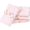 Jacquotha Pink Washcloths 4 Pack (Floral Embroidered), Soft Wash Cloths for Face, Body, Showering, Spa & Bathroom Decor Gifts, 13” x 13"
