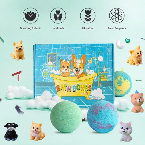 Bath Bombs for Kids with Surprise Inside for Girls Boys Toddlers, 20 Pack Organic Kids Bath Bombs with Surprise Inside, Kids Safe Handmade Bubble Bath Fizzies, Ideal Birthday Christmas Gift Set