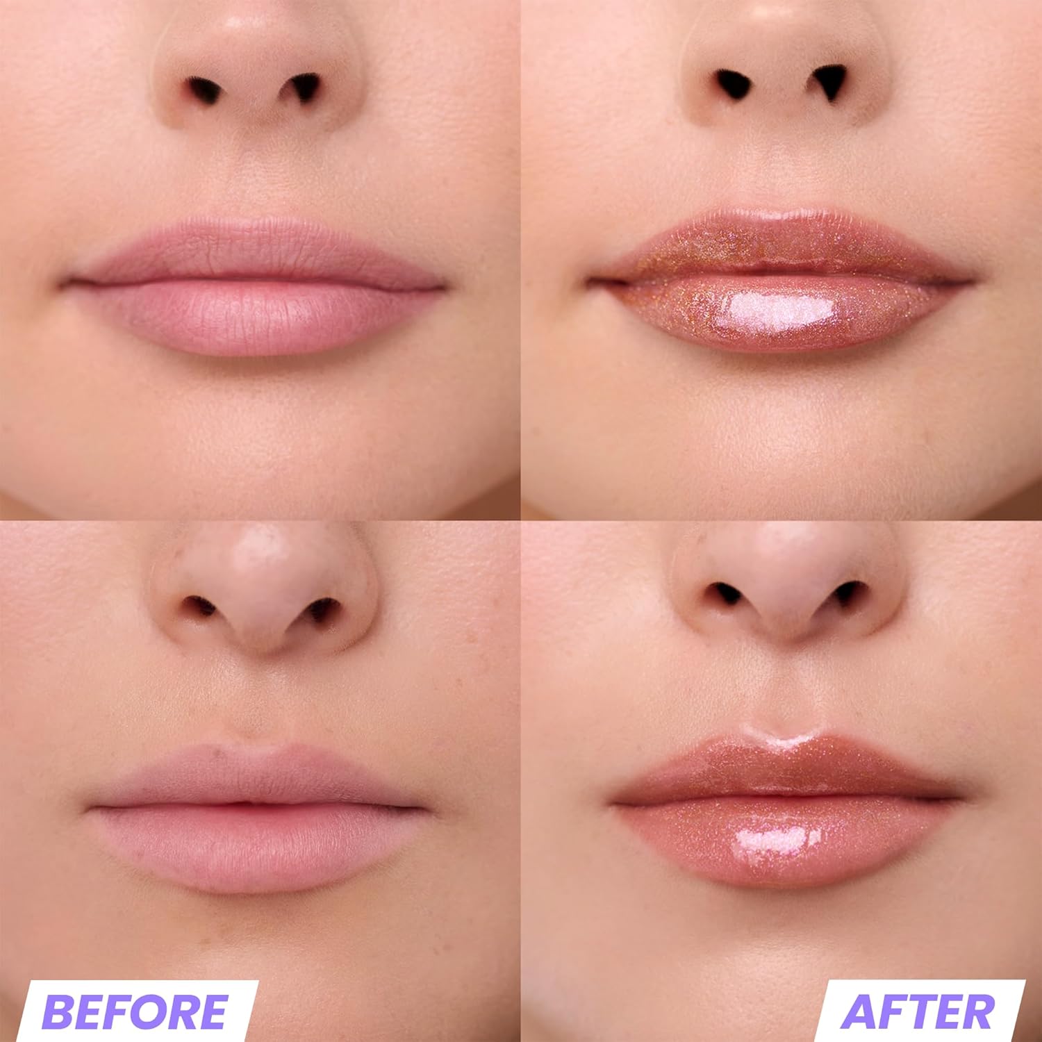 Wonderskin Lip Gloss - Gold Glitter Blading Top Gloss for Hydrating High Shine Finish